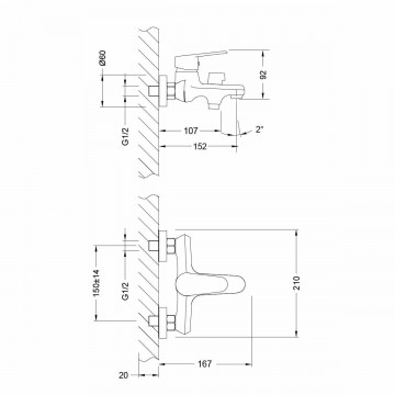 Смеситель для ванны Lemark Point (LM0314C)