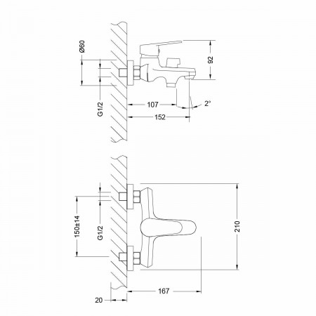 Смеситель для ванны Lemark Point (LM0314C)