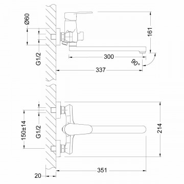 Смеситель для ванны Lemark Point (LM0351C)