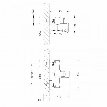 Смеситель для душа Lemark Evitta (LM0503C)