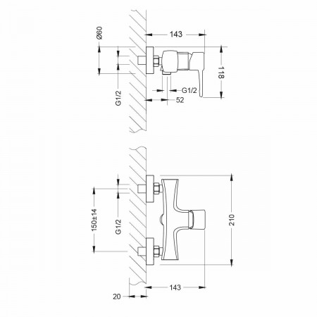 Смеситель для душа Lemark Evitta (LM0503C)