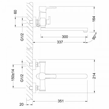 Смеситель для ванны Lemark Evitta (LM0551C)