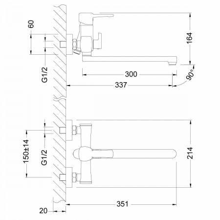 Смеситель для ванны Lemark Evitta (LM0551C)