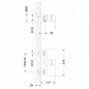 Смеситель для душа Lemark Aura (LM0603C)