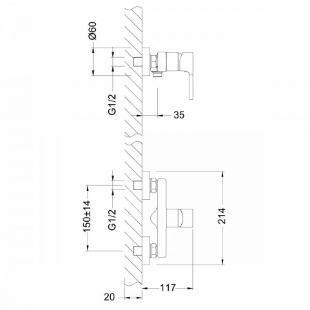 Смеситель для душа Lemark Aura (LM0603C)