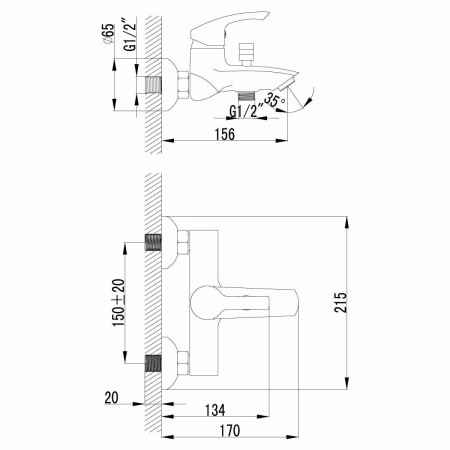 Смеситель для ванны Lemark Plus Strike (LM1102C)