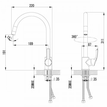 Смеситель для кухонной мойки Lemark Plus Strike (LM1105C)