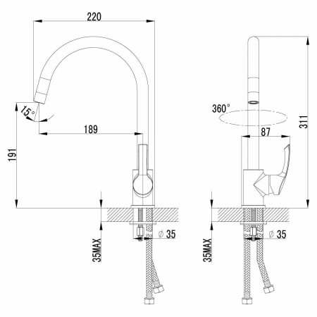 Смеситель для кухонной мойки Lemark Plus Strike (LM1105C)