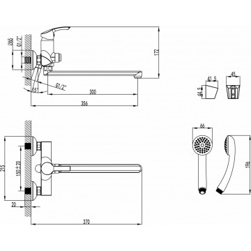 Смеситель для ванны и душа Lemark Plus Strike (LM1157C)