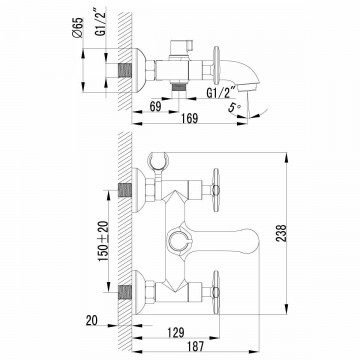 Смеситель для ванны Lemark Plus Spirit (LM1912C)