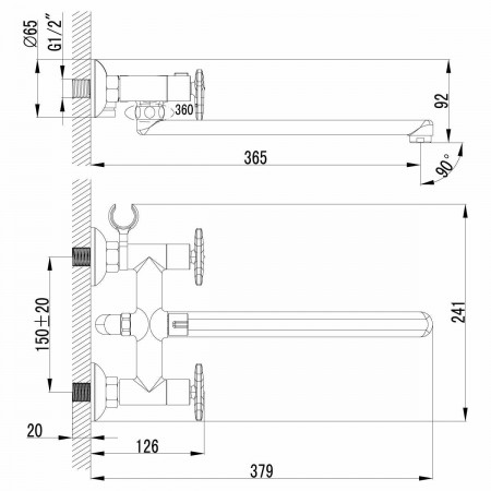 Смеситель для ванны Lemark Plus Spirit (LM1951C)