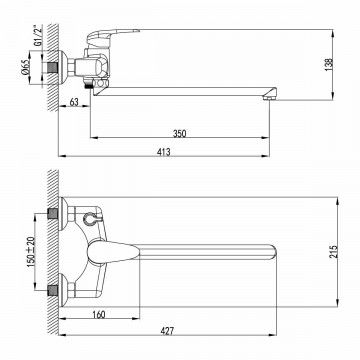 Смеситель для ванны Lemark Pramen (LM3317C)