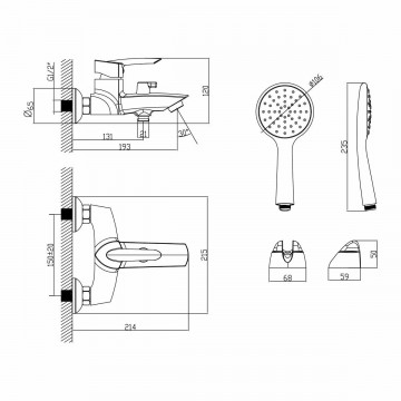 Смеситель для ванны и душа Lemark Mars (LM3514C)