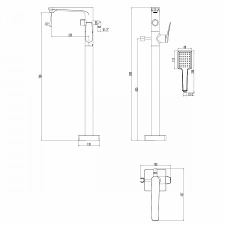 Смеситель для ванны и душа Lemark Bronx (LM3744BL)