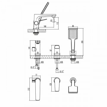 Смеситель для ванны и душа Lemark Bronx (LM3745GM)