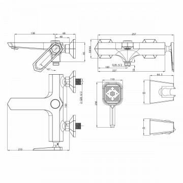 Смеситель для ванны и душа Lemark Prizma (LM3914C)