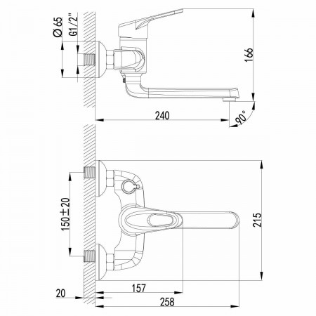 Смеситель для ванны Lemark Luna (LM4114C)