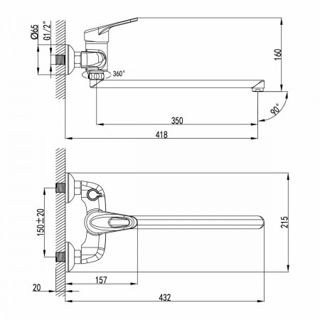 Смеситель для ванны Lemark Luna (LM4117C)