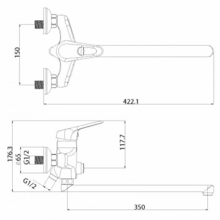 Смеситель для ванны Lemark Luna (LM4157C)