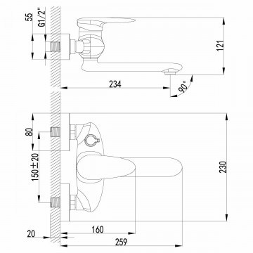 Смеситель для ванны Lemark Status (LM4414C)