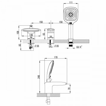 Смеситель на борт ванны Lemark Status (LM4445C)