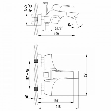 Смеситель для ванны Lemark Unit (LM4502C)