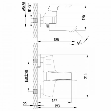 Смеситель для ванны Lemark Unit (LM4514C)