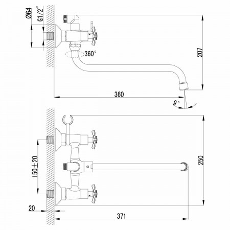 Смеситель для ванны Lemark Partner (LM6541C)