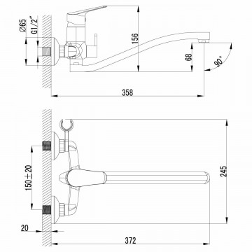 Смеситель для ванны Lemark Partner (LM6553C)