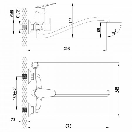 Смеситель для ванны Lemark Partner (LM6553C)