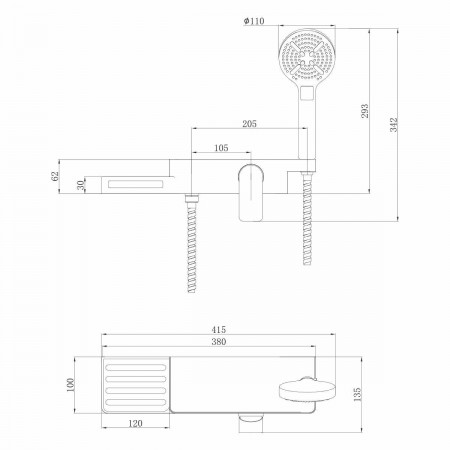 Смеситель для ванны и душа Lemark Unibox (LM6903CW)