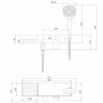 Смеситель для ванны и душа Lemark Unibox (LM6914CW)