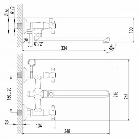 Смеситель для ванны Lemark Contour (LM7451C)